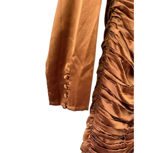 Retrofete Brea Ruched Silk-Blend Satin Mini Dress Size Large - Picture 6 of 11